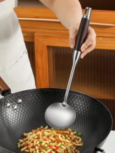 Large Thickened 316 Stainless Steel Mushroom Shaped Kitchen Wok Spatula Food Grade Home Use Cooking Utensil Wooden Handle