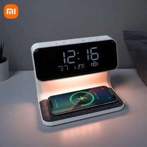💥Dream Best🔥 6 In 1 Multi-Function USB-C Alarm Clock With 15W QI Wireless Charger Thermometer LCD Screen Night Light Bedroom Touch Desk Lamp