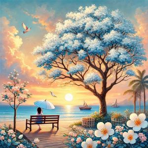 Bộ Tranh Kim Cương 5D Tự Làm HUACAN - Phong Cảnh Hoàng Hôn Bình Yên Trừu Tượng Tranh Khảm Acrylic Hình Người Phụ Nữ Trang Trí Nghệ Thuật Diện Tích Dán Đầy Đủ Kim Cương Hình Vuông/tròn