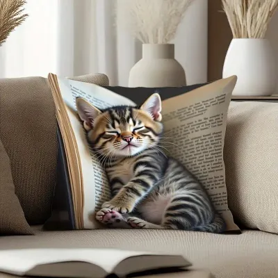 Cute Pet Animal Print Pillowcase Kawaii Cat Sofa Decorative Pillowcase Car Sofa Home Cushion Cover Home Decor