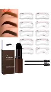 Waterproof Lasting Eyebrow Stamp Stencil Kit Shadow Powder With 10 Reusable Eyebrow Stencil