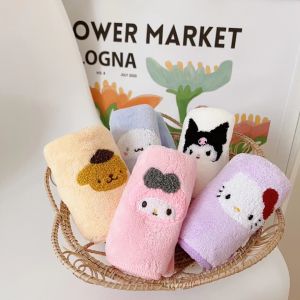 Soft Coral Fleece Face Towels 5-Pack Cartoon Sanrio KT Cat Cinnamon Dog Kurokos Soft Towels for Face Washing And Drying