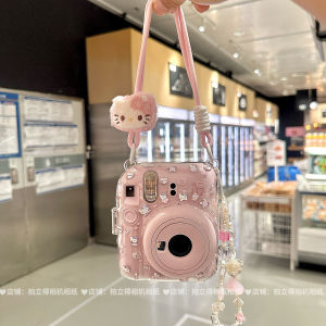 เคสป้องกันแบบคริสตัลใส Mini12/11/SE พร้อมสายรัดน่ารัก สำหรับกล้องฟูจิ กระเป๋าใส่กล้องแบบพกพา สำหรับกล้องฟูจิ