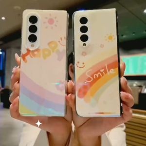 0530 VVV CASE CASE GAMBAR SMILE HAPPY FOR SAMSUNG GALAXY Z FLIP 3 FLIP 4 Z FOLD 3 ZFOLD 4 case gambar gradasi mika