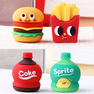 Creative Mini Portable Pencil Sharpener Cola Burger French Fries Shape Cute Student Pencil Sharpener ABS Material round Shape