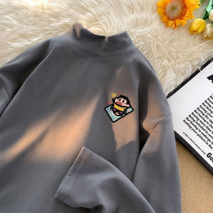 Áo Thun Lót Lông Cừu Dày Ấm Áp Cổ Cao Thường Ngày Mùa Đông Cho Nam Áo Thun Cotton Polyester Co Giãn in Họa Tiết Hình Học