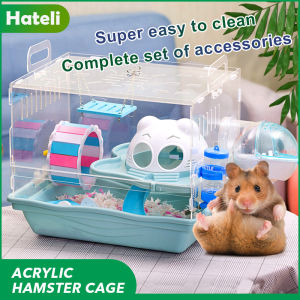 Mini Pet Cage Tray Style House Acrylic Cage Villa Transparent Small Pet Feeding Box Pet Supplies [HATELI]