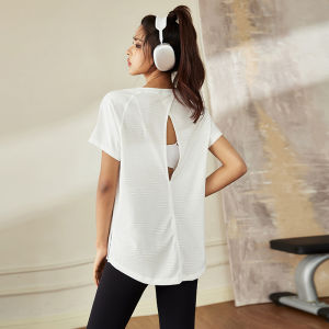 Loose Fitness Top for Women Breathable Pilates Training Wear Professional Running Sport Short Sleeve Slimming Yoga T-Shirt