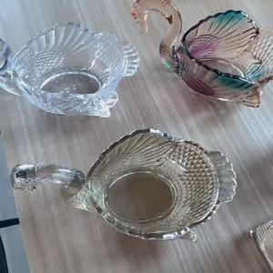 Creative Luxury Golden Plated Crystal Glass Swan Shaped Fruit Plate