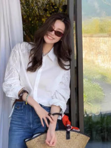 2026 High-end Elegant Professional White Long Sleeve Shirt