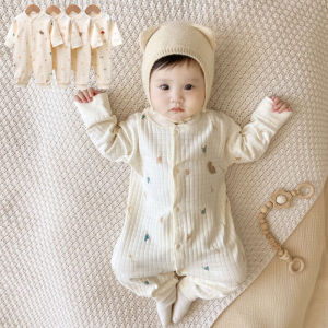 Baby Jumpsuit Spring and Autumn Baby Long Sleeves Rompers Jumpsuit Woolen Cotton Cartoon Baby Going out Clothes Newborn Clothes