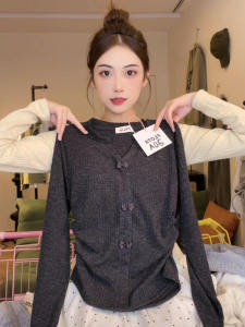 Sweet Style Knitted Long Sleeve V-Neck Womens Base Shirt Slim Fit Cardigan Design Butterfly Knot Winter Top FLOTA French Design