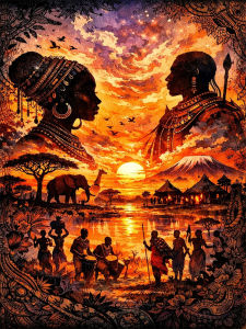 HUACAN Diamond Mosaic Novelties 2026 Indian African Women Sunset Portrait Diamond Art Painting Full Square Round Drill