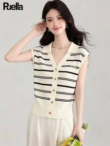 puella | Áo Vest Không Tay V-neck Thêu Thiết Kế Phong Cách Hàn Quốc