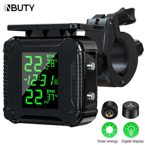 INBUTY TPMS Motorcycle Tire Pressure Monitoring System Waterproof LCD Screen Temperature Display Bicycle Tire Pressure Alarm