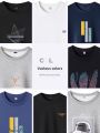 Lormen Men's round Neck Hoodie Long Sleeve Casual Fashion Print Spring New Style Versatile Base Shirt Comfortable Cotton Blend. 
