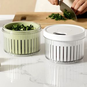 Food-grade Food Storage Container for Scallions Ginger Garlic Airtight Container for Draining Storing Kitchen Refrigerator Small Round Fruit Storage Bowl