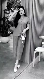 ESTELA SETELAN ONESET HORNET WANITA MUSLIMAH ONE SET KNIT TERMURAH/SETELAN BAJU DAN CELANA 7/8 KOREAN STYLE PREMIUM
