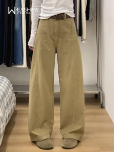 Quần Jeans Denim Ống Rộng Phong Cách Mỹ Cổ Điển Màu Kaki Quần Dài Thường Ngày Cho Nữ Quần Dài Mùa Thu Thiết Kế Mới