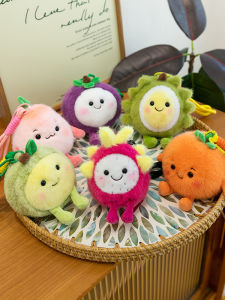 GUAIBUDIAN | Cartoon Fruit Dragon Fruit & Peach Plush Keychain Bag Charm Stuffed Toy