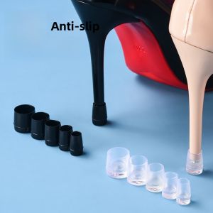 Ladies High Heels Anti-Slip Silent Shoe Heel Protective Cover Noise Reduction Pad Replacement Heel Accessory for Shoe Safety