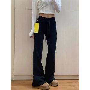 Quần Ống Loe Cạp Cao Màu Nâu Dài 180cm Cho Nữ Quần Dài Thường Ngày Dáng Rộng Không Bó Sát Thoải Mái Mùa Hè 2024