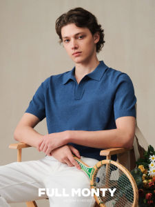 Men New Jeans Blue V-Neck Short-Sleeve Leisure T-shirt