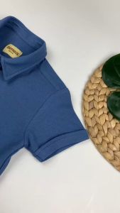 Bronkis Junior Kemeja Anak Laki Laki Lengan Pendek Bahan Pique Warna Biru Denim untuk usia 0-6 tahun