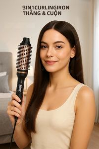 Máy Làm Xoăn Tóc Bằng Gốm Sứ Hai Lớp PTC Làm Nóng Nhanh Chống Bỏng Bàn Chải Nóng Dành Cho Nữ Tiện Lợi Khi Đi Du Lịch Điều Khiển Nhiệt Độ Kỹ Thuật Số