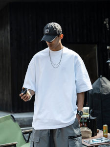 เสื้อยืดคอกลมแขนสั้นผ้าฝ้ายแท้ JUPSTUDIO สำหรับผู้ชาย ทรงหลวมสบาย ๆ ลำลอง ช่วงฤดูร้อน เสื้อเชิ้ตแขนสั้นทรงเข้ารูป