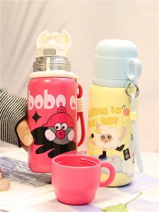 New 2024 Large Capacity Insulated Water Bottle for Elementary School Students Double Sided Drink with Lid Tea Separator Cup