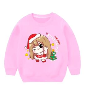 Sweter anak perempuan kaos oblong lengan panjang merry chrismas 4-10 tahun baby terry lembut adem