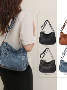 กระเป๋าสะพายไหล่หนังนิ่มสำหรับคุณแม่ กระเป๋าสะพายข้างแบบลำลองหลายชั้น กระเป๋าถือขนาดเล็ก กระเป๋าสะพายข้างแบบสะพายข้าง กระเป๋าถือแฟชั่นสำหรับคุณแม่