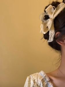 Retro Lace Embroidery Butterfly Knot Hair Clip Super Fairy Tale Design Sensation Shark Clip Korean Style Gentle Wind