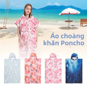 Áo Choàng Tắm Có Mũ Trùm Đầu Chất Liệu Microfiber Nhanh Khô Có Khóa Kéo Dành Cho Nam Nữ Đi Biển Bơi Lội Du Lịch Chất Liệu Polyester