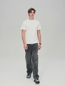 Giordano Mens Liquid Touch Slim Embroidery Short Sleeve Tee (Smart Collar) 01026802