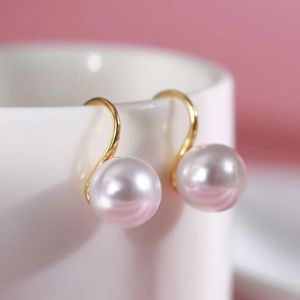 S925 Pure Silver Pearl Earrings Womens Fashion High Heel Style Shell Bead Drop Earrings Trendy Jewelry Accessories