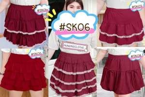 RT รวมแบบกระโปรงสั้น สีแดง   ซับในกางเกง เอว 30-44“ ยาว 18” งานไซส์ใหญ่ OVERSIZE  ***เสื้อมีขายนะคะ