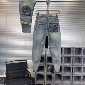 American Retro Mens Jeans Loose Casual Style Nine Points Pants Harlan Casual Pants Breathable Cotton Denim mid Waist Zipper