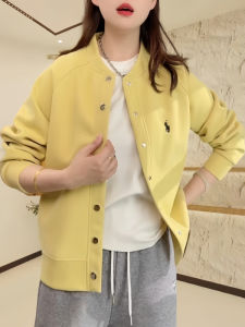 French Sweet round Neck Sweatshirt Womens New Autumn Single Button Open Cardigan Fine Casual Short Outerwear