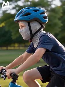 Kids Cycling Head Cover Nylon Ice Silk Full Face UV Protection Adjustable Sun Proof Headwear for Outdoor Riding