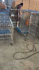 Stainless Steel Dog Cage Large Dog Cage Double Door With Four Wheeled Toilet Household Large Dog Cage Indoor Dog House