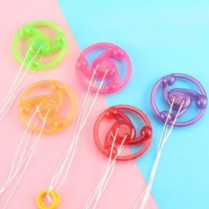 Luminous Hand Pull Flywheel Toy Rainbow Rotating Spinning Tops Novelty Flash Gyro Gift Toys Spinning Light Up Flashing Tops