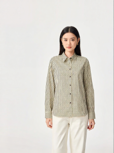 Purcotton | Women Striped Woven Long Sleeve Shirt
