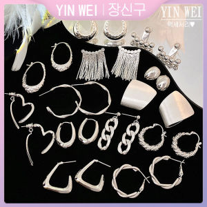YIN WEI 2024 new earrings womens earrings silver cold wind bowknot ear ring ring show face small hot earrings