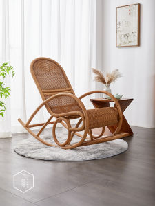 Natural Wicker Rocking Chair Lounger Vintage Minimalist Style Outdoor Balcony Courtyard Casual Luxury Popular Internet Chair