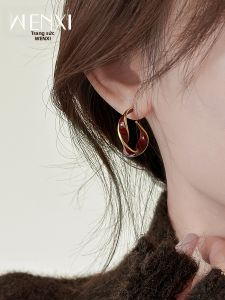 WENXI | Bông Tai Thời Trang Màu Đỏ Phong Cách Retro