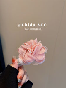 French Pearl Big Rose Barrettes New Arrival Fancy Hair Accessories Flower Mesh Word Clip Side Hairpin Spring and Summer