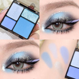 [9.9 Yuan for 2 Pieces] Niche Style 4 Colors Eye Shadow Plate Ins Shimmer Matte Repair Black Blue Contrast Color Summer NISSIN Cold Feeling