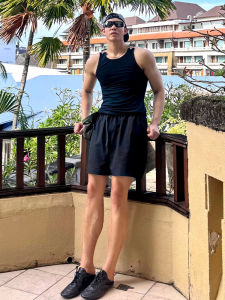 Quần Short Thể Thao Nhanh Khô Màu Đen Cho Nam Quần Lụa Băng Nhẹ Quần Chạy Bộ Ngoài Trời Quần Năm Điểm Quần Ống Đứng Thường Ngày Mùa Hè